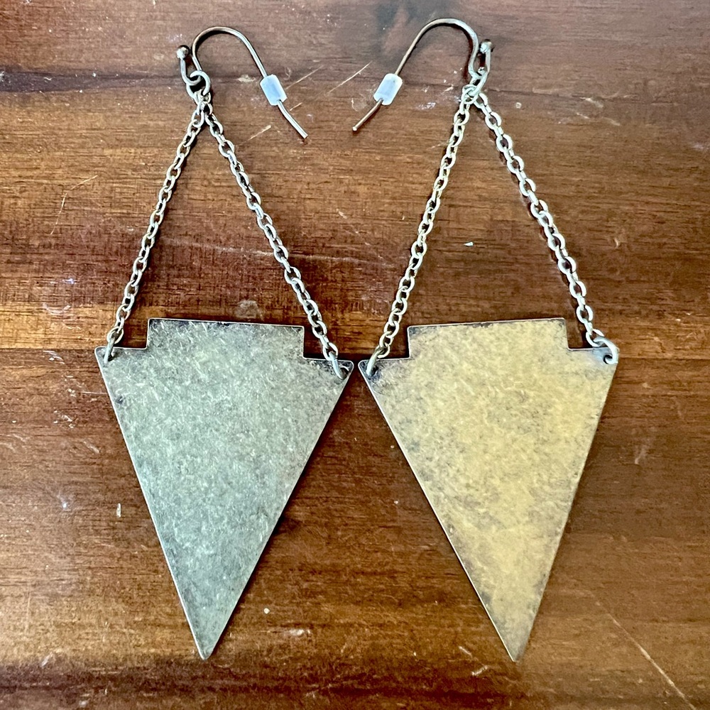 Gold Tone Triangle Earrings